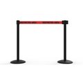 Banner Stakes QLine Retractable Belt Barrier X2, Black Post, Red "Restricted Area", 2PK AL6205B